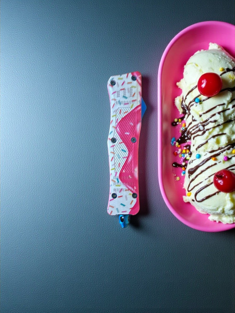 Vanilla Ice Cream with Sprinkles  OTF Knife Small Size