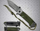 Falcon 8.75" Spring Assisted Pocket Knife Green Handle with Texture for Grip