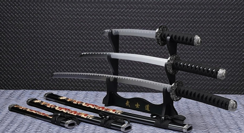 3-Piece Dragon Carbon Steel Katana Set