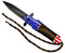 3.5" Coated Black Blade American Flag Handle with Paracord