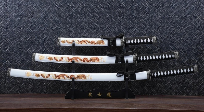 3-Piece Dragon Carbon Steel Katana Set