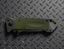 Falcon 8.75" Spring Assisted Pocket Knife Green Handle with Texture for Grip