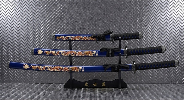 3-Piece Dragon Carbon Steel Katana Set