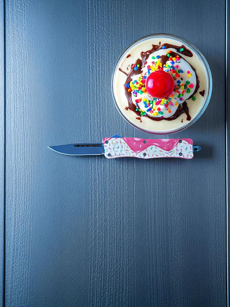 Vanilla Ice Cream with Sprinkles  OTF Knife Small Size