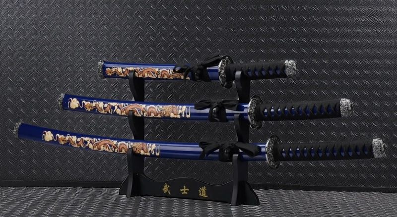 3-Piece Dragon Carbon Steel Katana Set