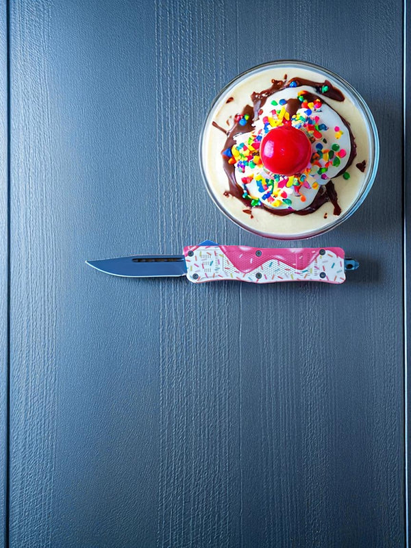 Vanilla Ice Cream with Sprinkles  OTF Knife Small Size