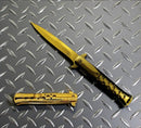 Falcon 9" Overall Metal Spring Assisted Knife With Gold Coating