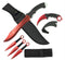 Falcon 5 Pieces Red Hunting Set (Machete, Karambit, Throwing Knives.)