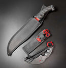 Falcon 5 Pieces Red Hunting Set (Machete, Karambit, Throwing Knives.)