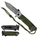 Falcon 8.75" Spring Assisted Pocket Knife Green Handle with Texture for Grip